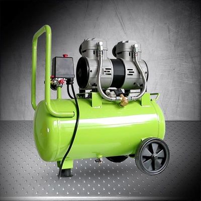 120L/Min 24L Oil Free Noiseless Compressor For Tire Inflation，The air compressor is put the 1100w copper induction motor