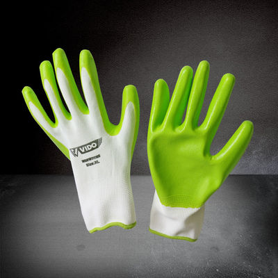 Wear Resistant VIDO 10.5inch Nitrile Gloves，The knitting part is made of refined polyester (13G)